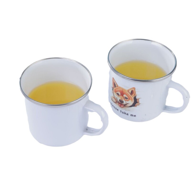 レトロなエナメルカップの個性がシンプルで、古い鉄茶シリンダーはロゴ広告を印刷してエナメル茶筒をプレゼントすることができる|undefined