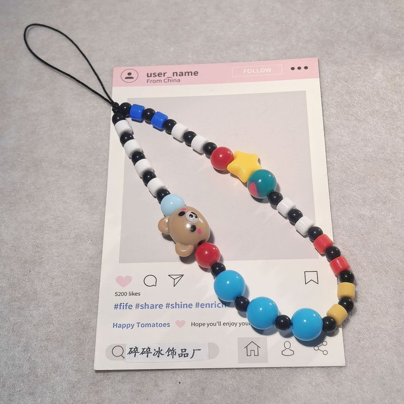 原创串珠猫粉色三丽鸥手绘可爱手机链防丢相机绳手机链挂链装饰|undefined