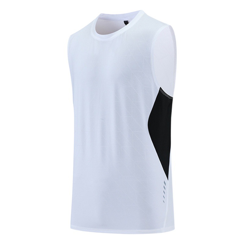 Transfronteriza europea y americana de la flor oscura raya reflectante deportes de secado rápido Chaleco de los hombres de color de impresión a juego multi-color fitness sudor-absorción sin mangas de manga corta