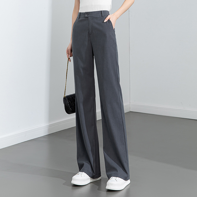 Summer Thin Modal Hose Pants Loose Casual Wide Leg Pants Women's High Waist Slimming Straight Pants Grey