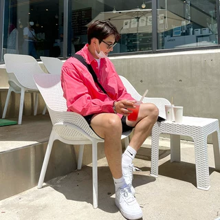 粉色长袖衬衫男高级感潮牌痞帅日系休闲简约纯色衬衣ins时尚外套