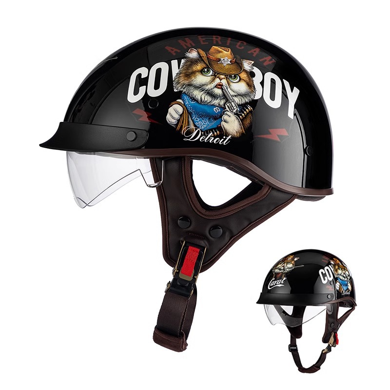 Casco de coche eléctrico transfronterizo del fabricante nuevo verano retro Harley motocicleta medio casco 3C certificado hombres y mujeres del mismo estilo