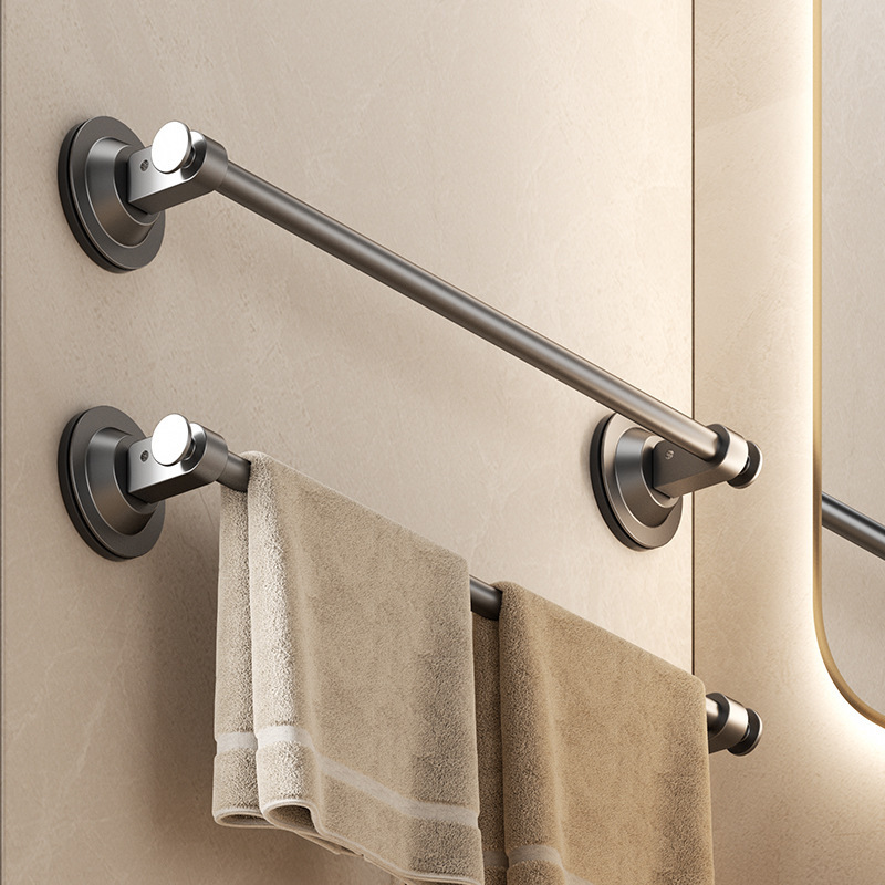 Vacuum suction cup towel bar gun gray bathroom wall hanging towel rag rack bathroom wall non-perforated towel rack Vacuum suction cup towel bar gun gray bathroom wall hanging towel rag rack bathroom wall non-perforated towel rack