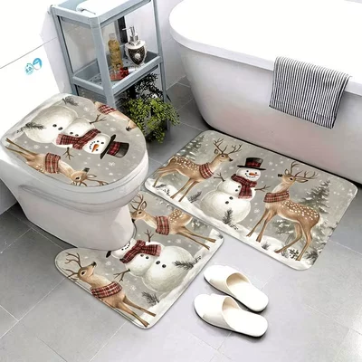 Avtomobil döşəmə paspasları | mat 3-piece set, water-absorbent, dirt-resistant - kq-christmas-themed-toilet-seat-cover-14-3545cm-cover