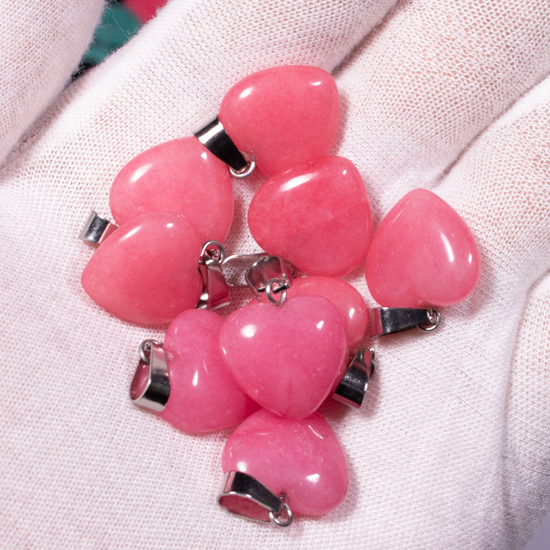 Transfronterizo Amazonas polvo de cristal caballo colgante 16mm pequeño corazón de melocotón regalo de día de San Valentín colgante de gemas naturales en forma de corazón