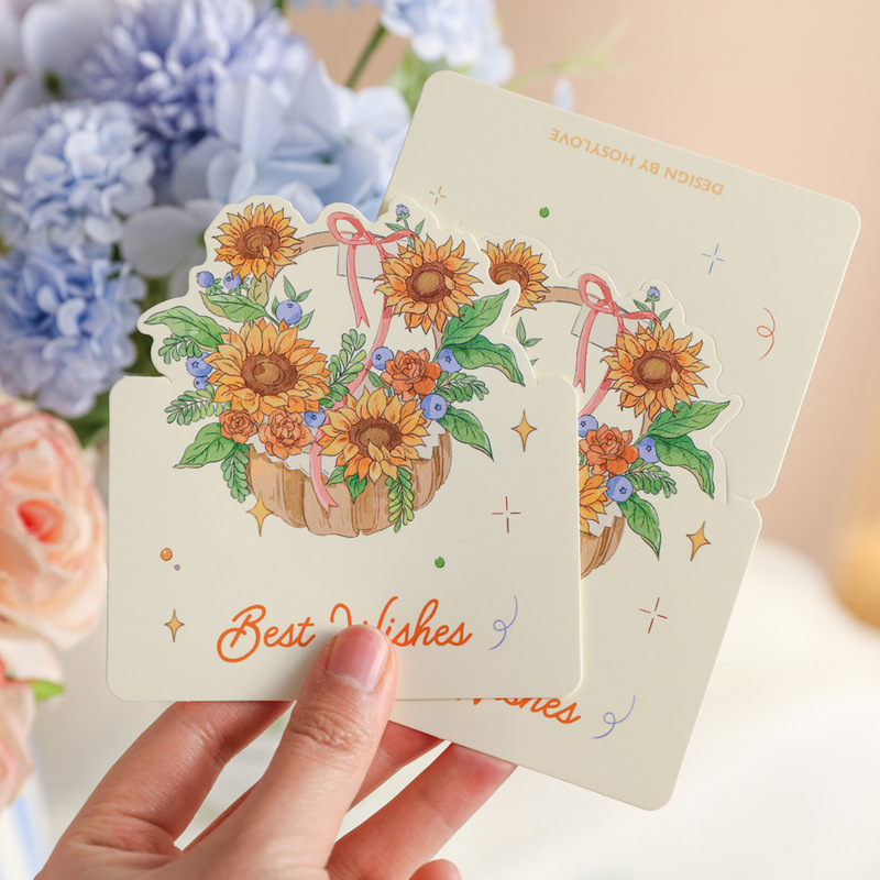 花立体グリーティングカード手描き折りたたみ母の日グリーティングカード花束ケーキ誕生日祝福カード手書き願いカード|undefined