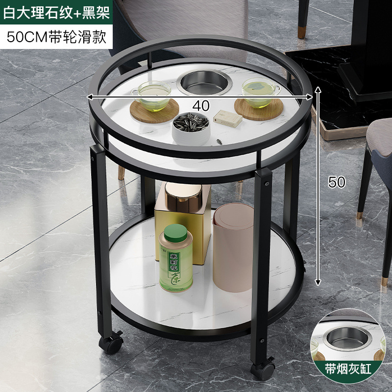 Mesa de Mahjong mesa lateral estante de té de doble capa redonda sala de ajedrez dedicado Cenicero mesa de té Mahjong mesa lateral pequeña mesa de té