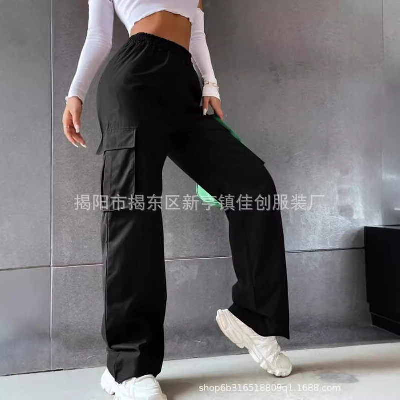Cross-border direct selling new American casual washed overalls women's summer new high waist wide leg straight tube breathable pants Cross-border direct selling new American casual washed overalls women's summer new high waist wide leg straight tube breathable pants