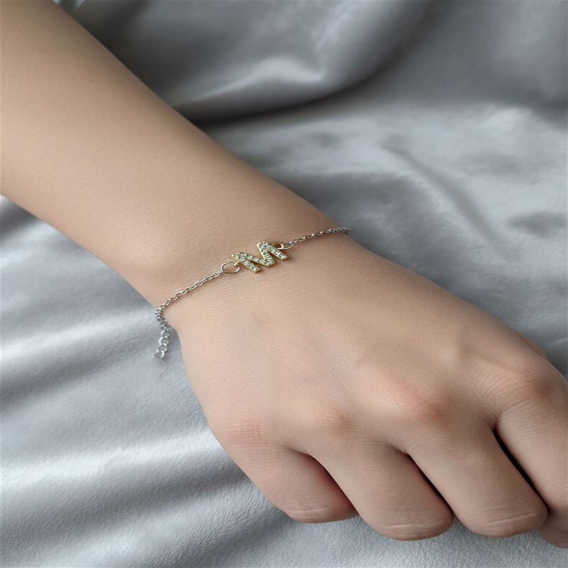 Cross-Border Gold Initial Letter A-Z Adjustable Bracelet, Creative and Personalized Minimalist Style Daily Commute Accessory for Women