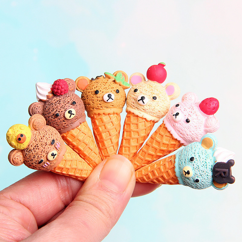 Simulation resin cone cartoon pine bear cream ice cream accessories diy eardrops phone case keychain accessories