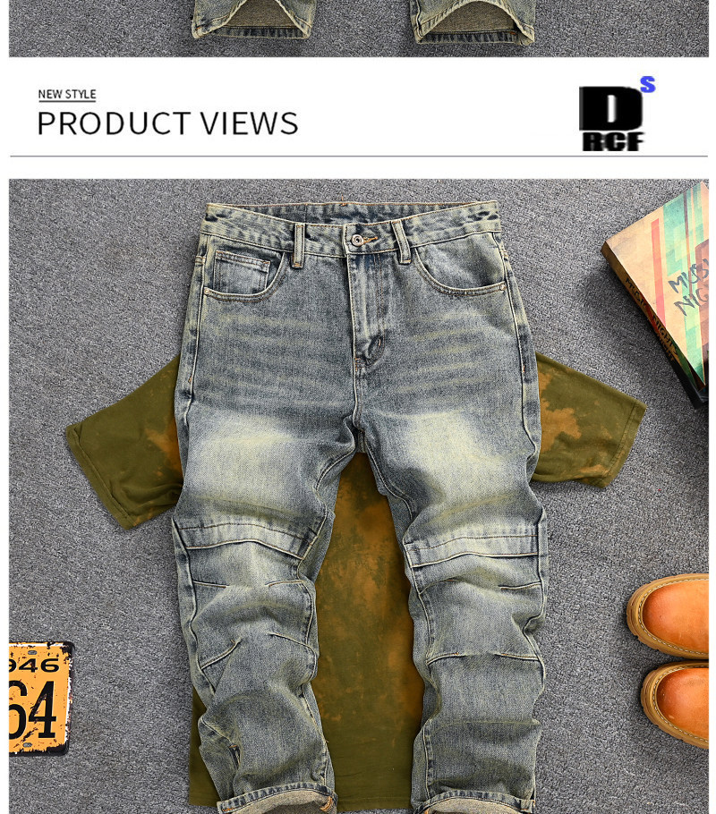 Men's Retro Straight Leg Distressed Jeans Loose Long Trousers Trendy American Youth Disco Squared Versatile_mkmklike.com