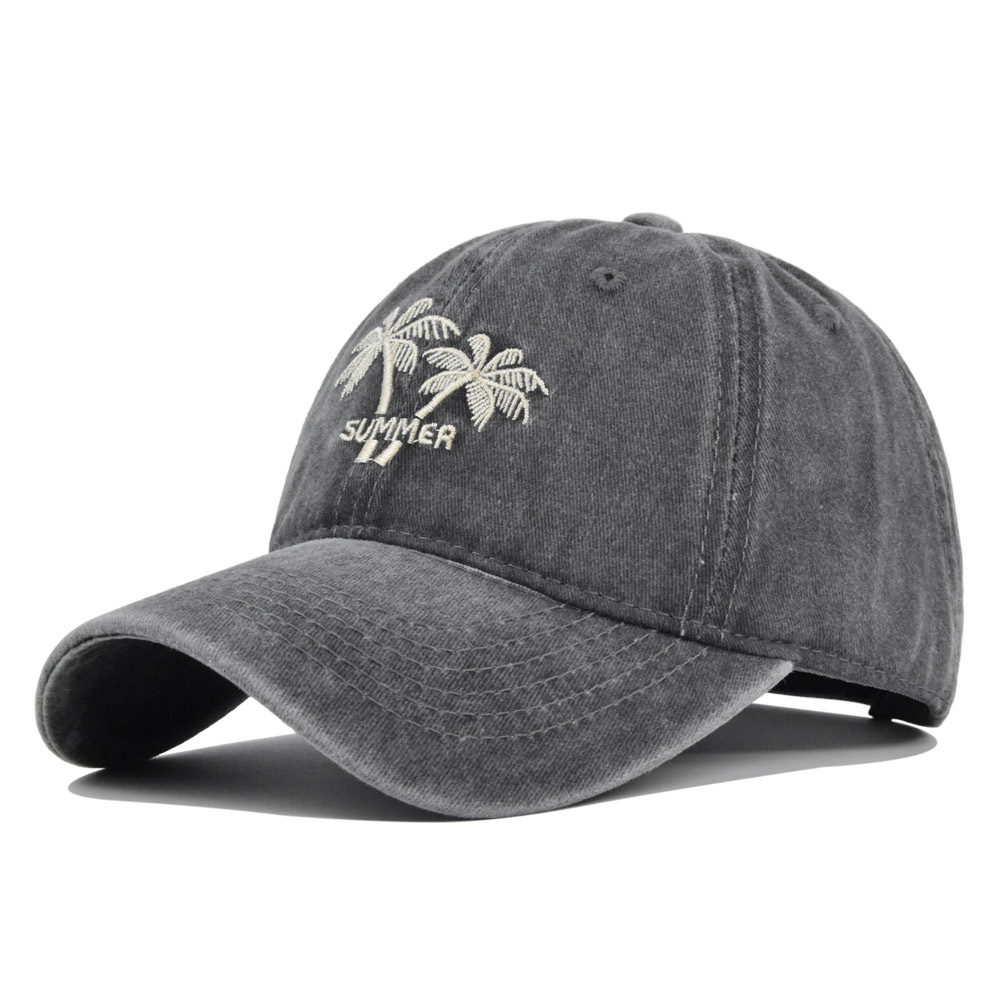 Mens Baseball Cap With Coconut Embroidery Washed Cotton Sun Visor_voghion.com