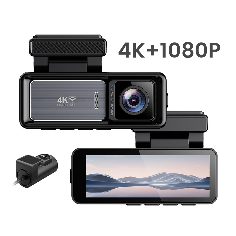 Ultra claro 4K Starlight Night Vision Grabación dual delantera y trasera WIFI Teléfono móvil Interconexión de doble lente Grabadora de conducción DVR para automóvil
