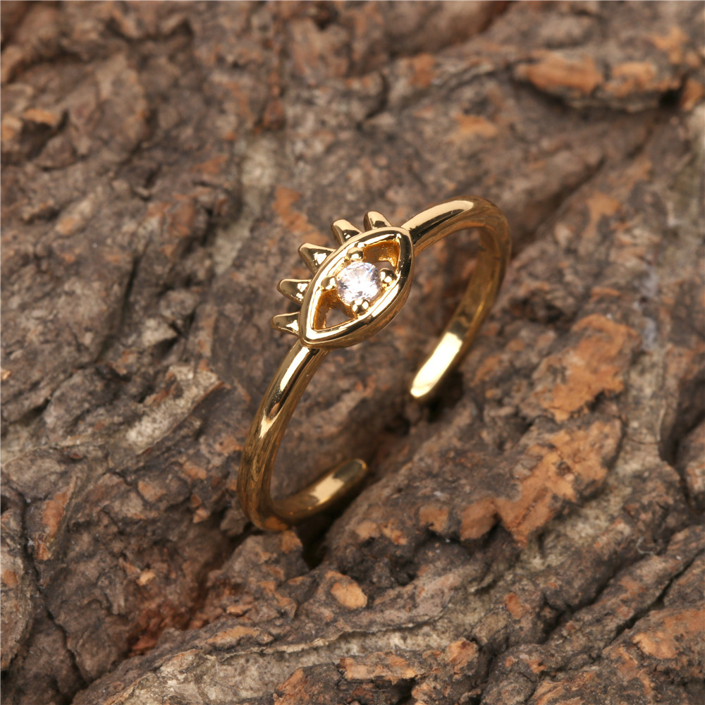 Nihaojewelry Wholesale Jewelry New Devil Eyes Micro-inlaid Zircon Hollow Adjustable Ring