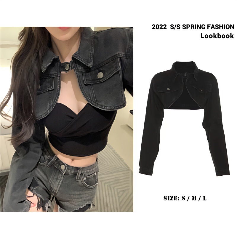 Spice Girl Outer Wear Super Short Denim Short Coat Women's Design Sense Niche High Waist Jacket Denim Outer Wear Cardigan