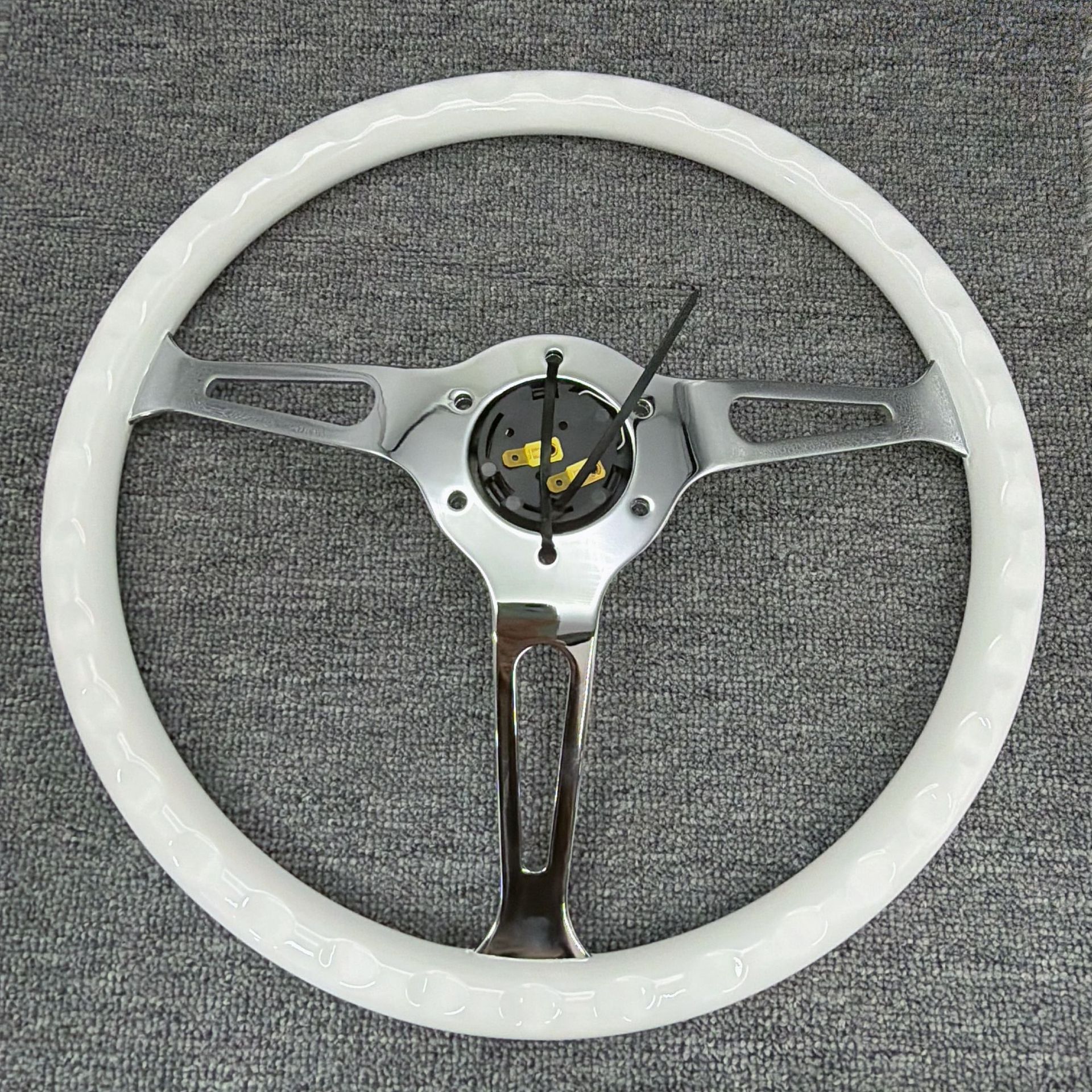 15inch White retro car steering wheel modification universal electroplated bracket ABS material racing steering