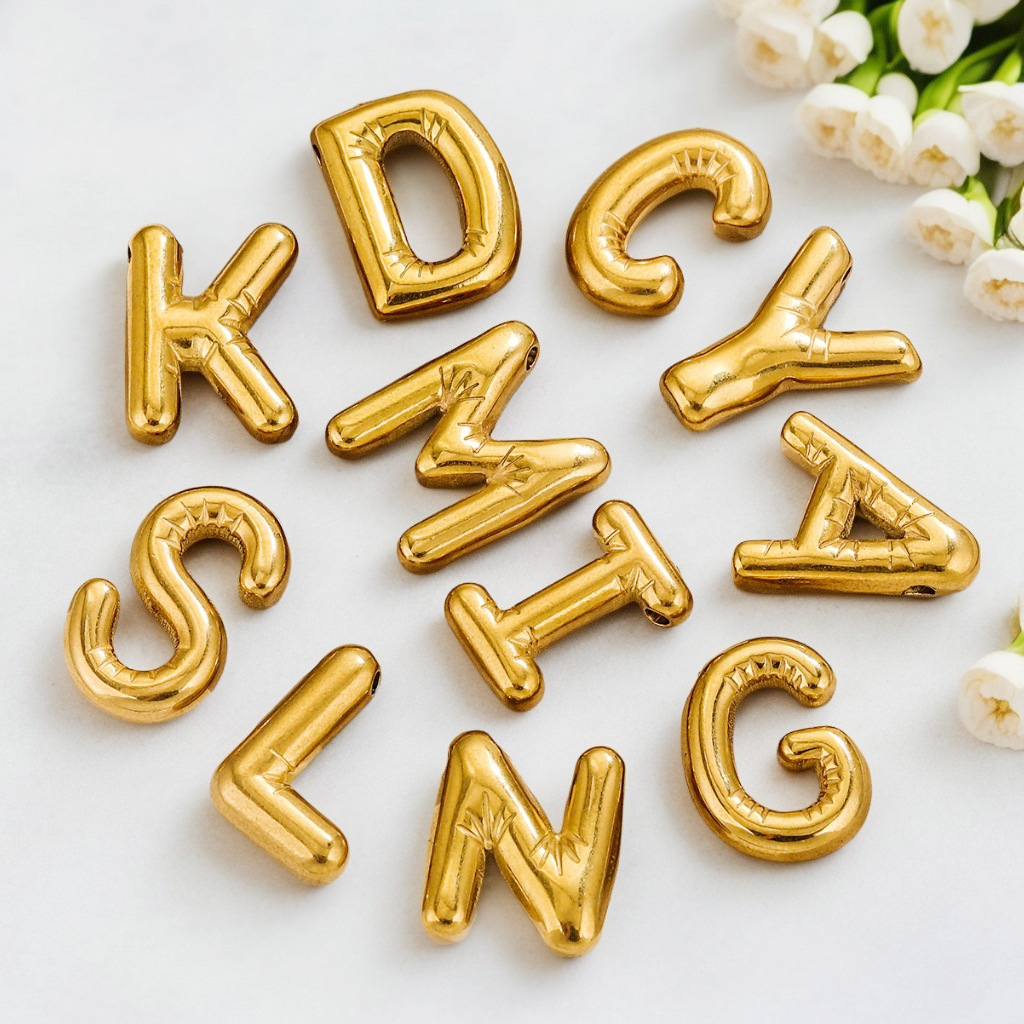 1 Pc/Package Quantity 5 PCS/Package 304 Stainless Steel PVD Coated Real Gold Plated Letter Pendant DIY Jewelry Accessories