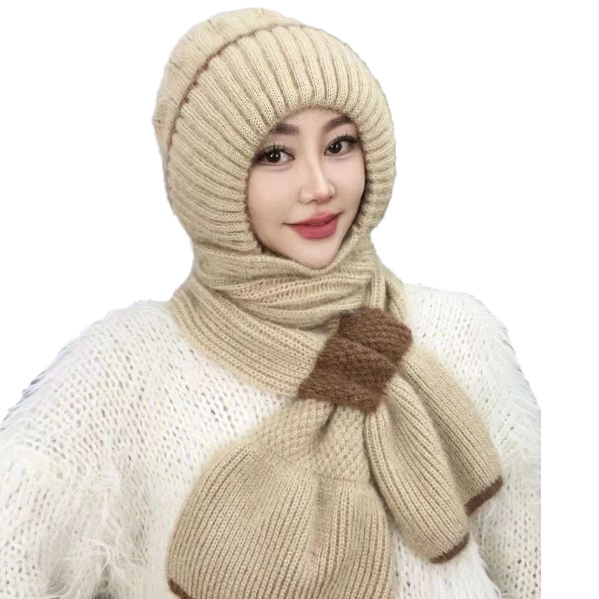 Automne Hiver Édition Coréenne Nouvelle Polaire De Pin Laine Pour Enfants, Écharpe, Style Nœud Intégré, Chaud Et Velours Femme_voghion.com