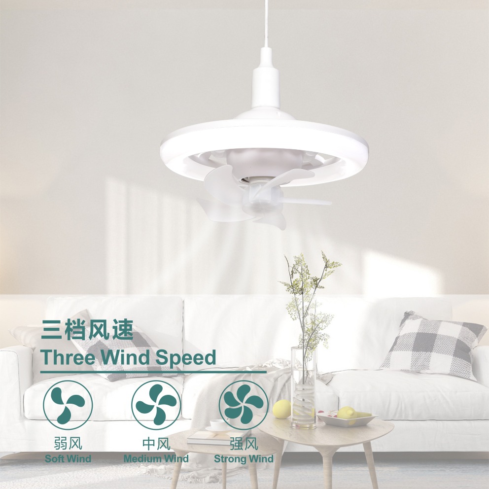 Nuevo tornillo E27 luz del ventilador lámpara de techo de doble propósito bombilla inteligente sacudiendo la cabeza LED ventilador luz cocina baño ventilador de techo