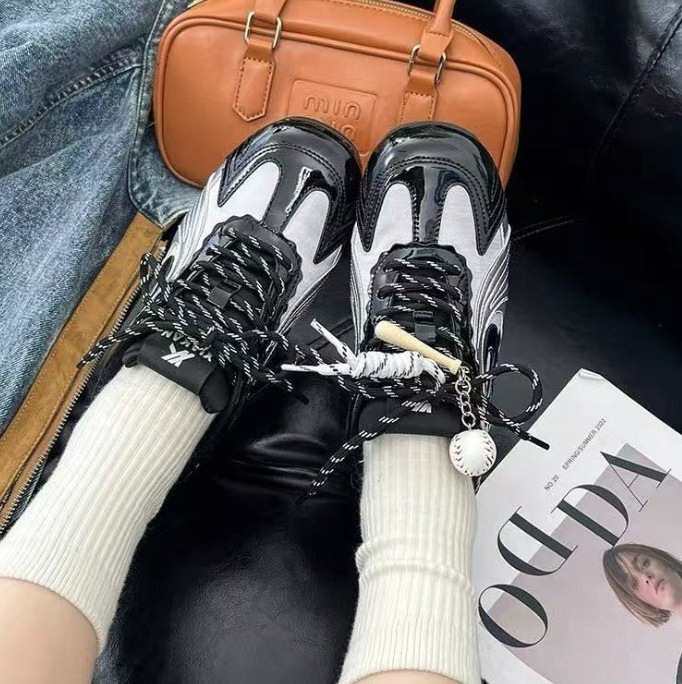 内增高复古百搭棒球德训鞋女2025秋季新款绿色休闲运动赛车阿甘鞋|undefined