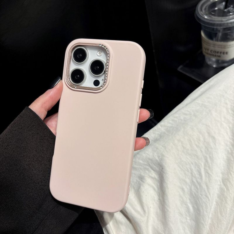 Apple 16ProMax 液体シリコーンメタルドットダイヤモンドフレーム iP16 携帯電話ケース 16Pro フラッシュダイヤモンドレンズに適しています。|undefined