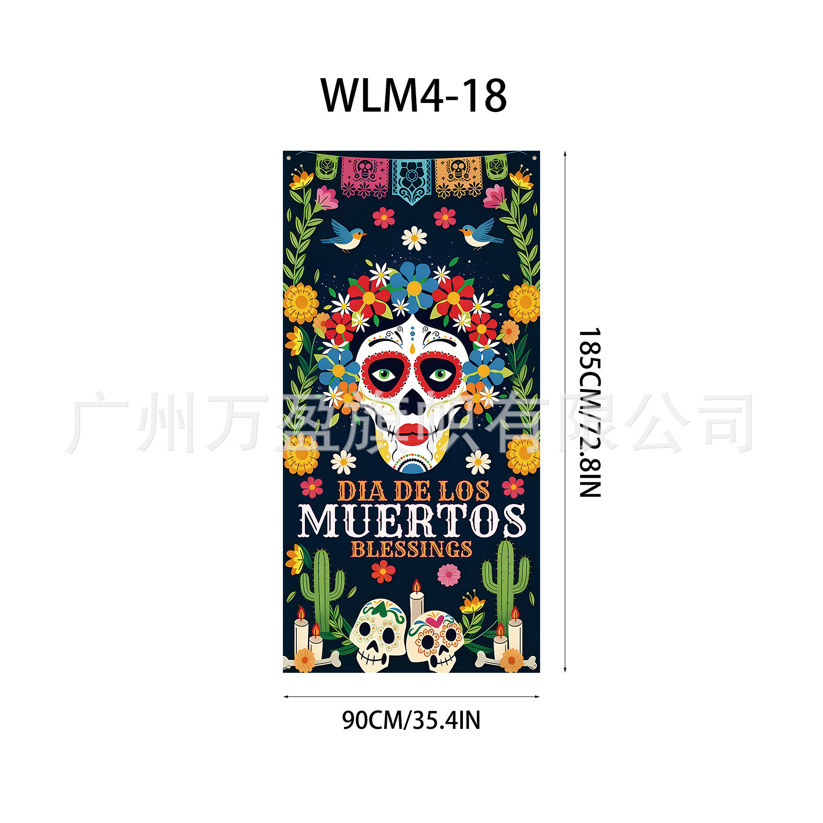 Pancarta Decorativa para Puerta de Poliéster para Día de los Muertos y Fiestas
