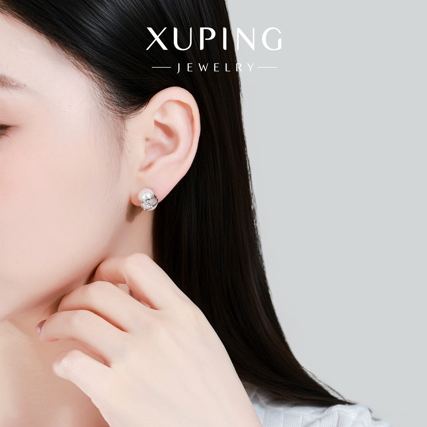 Xuping incrustado de perlas de zircón simple temperamento de moda perlas elegante nicho de diseño personalizado otoño invierno auriculares al por mayor
