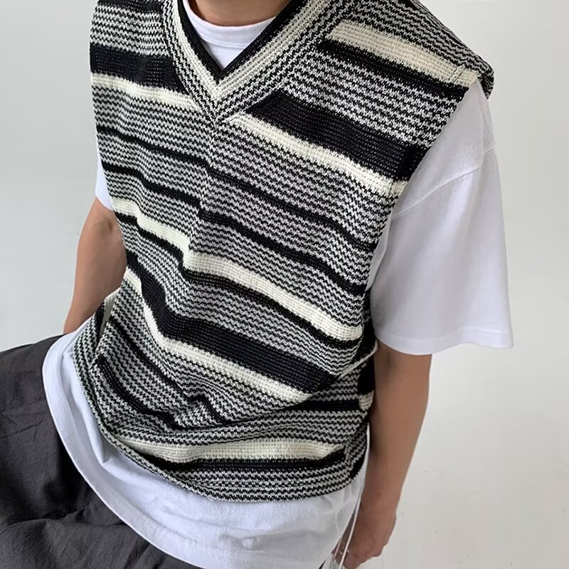 2025 primavera estilo de moda camisa de punto hombre pareja bf estilo de escuela chaleco de lana chaleco de hombro sin mangas