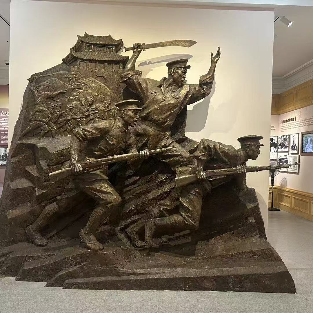 Escultura de figuras en relieve de FRP de cobre fundido Octavo Ejército de Ruta Guerra Resistente contra la Resistencia del Ejército Rojo Gran Marcha Plaza Conmemorativa Plaza Escultura de Plaza