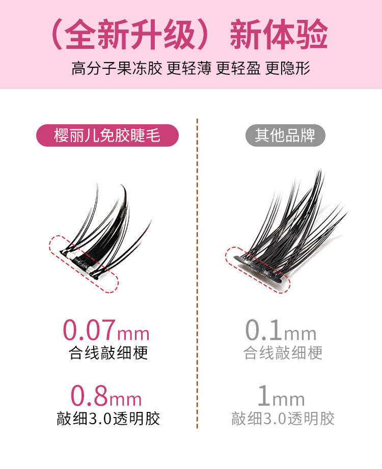 Sakura glue-free Barbie Wild Rabbit eyelash False eyelash for women, natural simulation, large capacity self-adhesive, no need to remove eyelash Item Picture