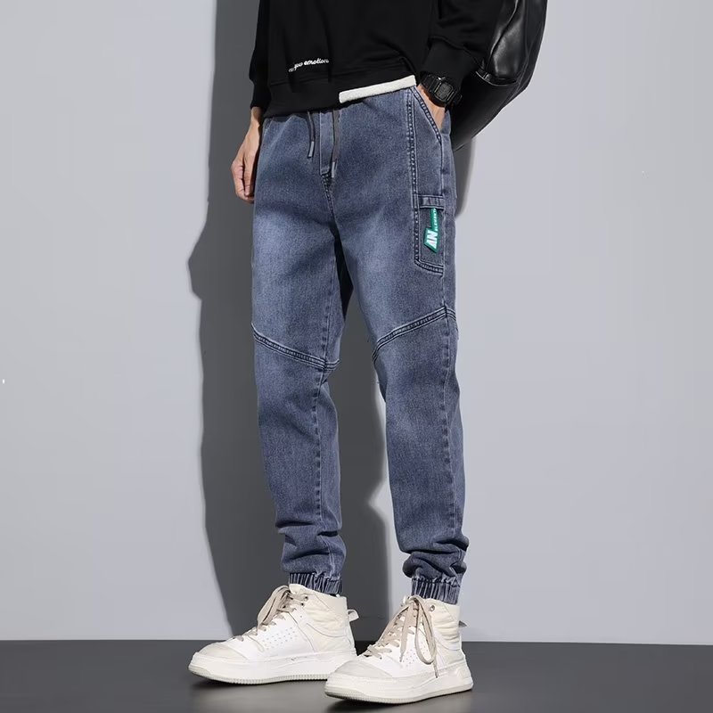 Los nuevos jeans de marca de moda 2024 para hombres, la tendencia coreana más el tamaño gordo, los hermosos pantalones de todo fósforo para estudiantes de primavera y otoño