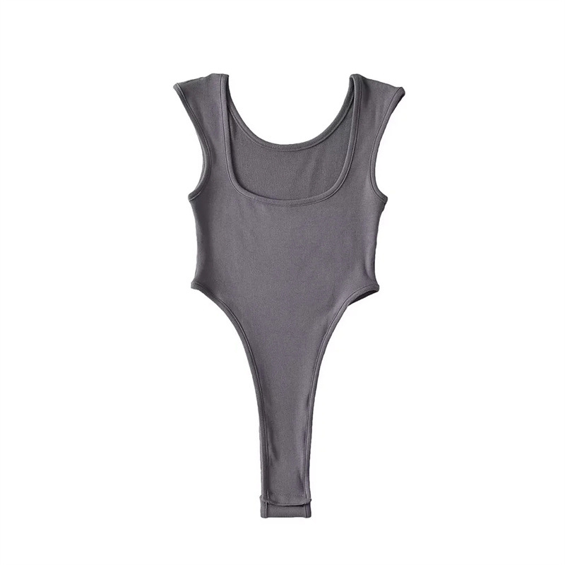 Europa y América sexy ins cuello cuadrado de moda chaleco otoño nuevo estilo desgaste interior 22 años color sólido Delgado mono sin mangas para las mujeres image 8