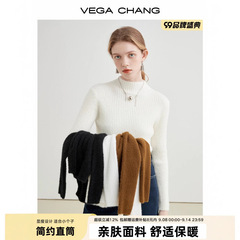 VEGA CHANG仿貂绒针织毛衫女2025秋冬新款小个子显瘦气质打底上衣