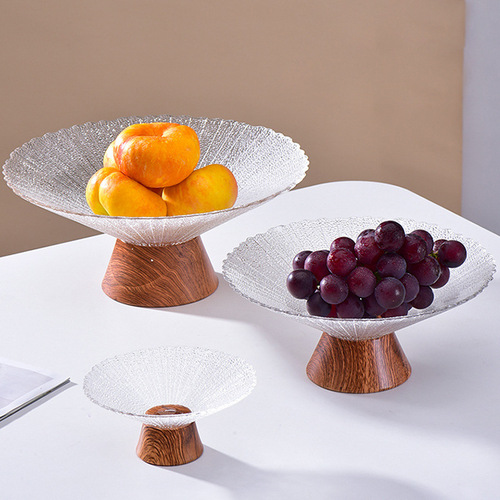 Light luxury fruit plate ornaments modern home living room coffee table snack glass tray Nordic style crystal glass fruit bowl