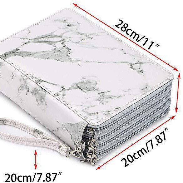 Amazon nueva gran capacidad PU bolsas de lápiz bolsas de papelería estudiantes 200 agujeros bolsas de pintura de arte bolsas de arte