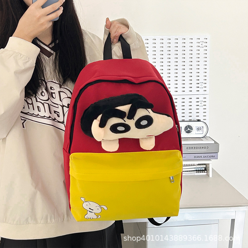 배낭 국경 여름 새로운 크레용 작은 새로운 만화 귀여운 패션 캔버스 캐주얼 배낭 학생 Schoolbag