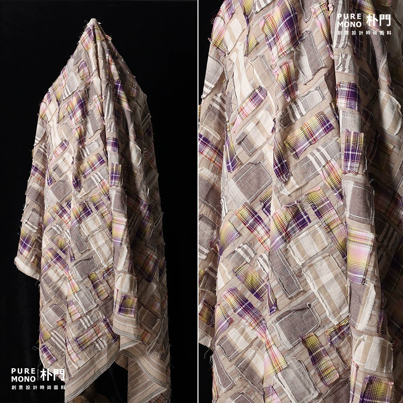 Нишевый креативный стиль сшивания клетчатой ткани пятно коллаж клетка трендовая женская рубашка платье ткань