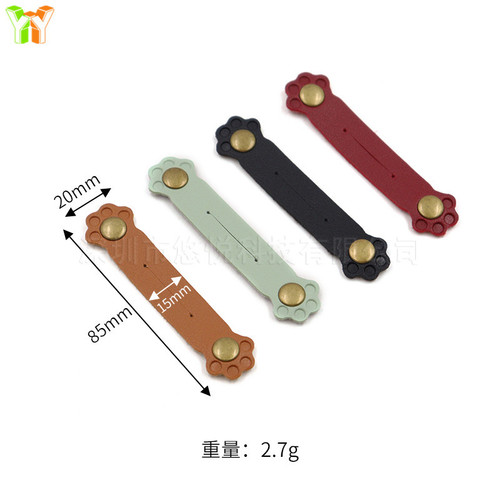 Cross-border Cute Cat Claw Style Buckle Cable Winder Headphone Data Cable Organizer Leather Portable Cable Buckle