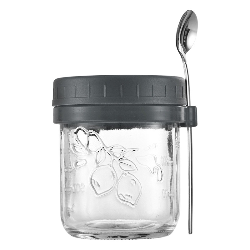 Amazon overnight oatmeal 12oz taza de yogur taza de leche con cuchara taza de ensalada sellado botella Mason oatmeal taza
