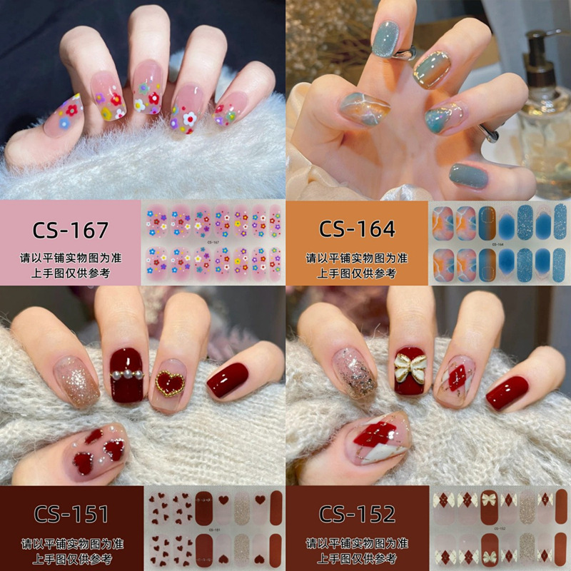 Non-baking gel small fresh waterproof durable 3D nail sticker patch women's detachable wearable nail sticker full sticker