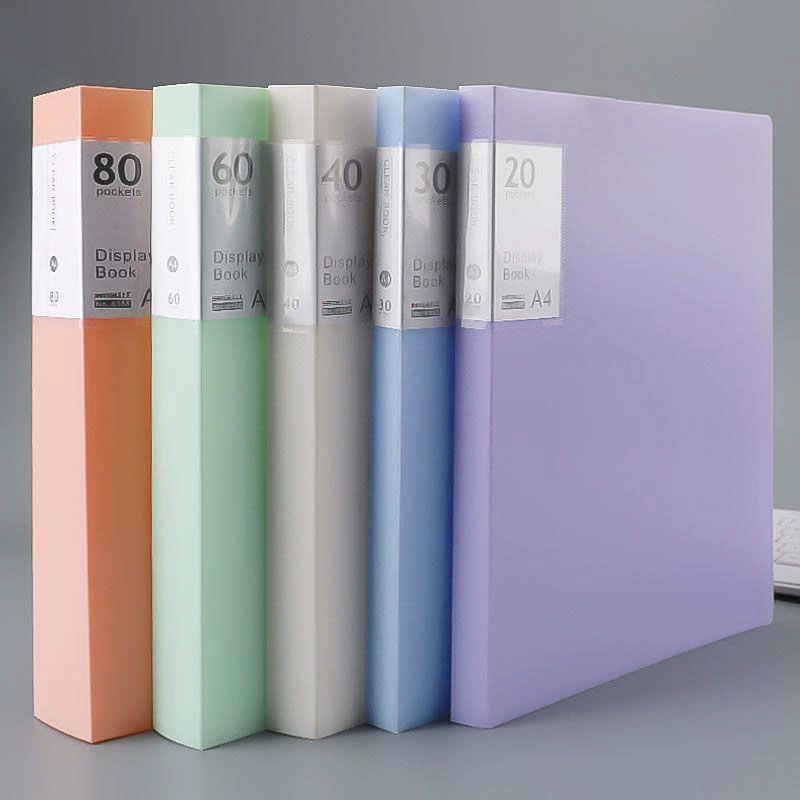 A4 Transparent Display Book, Thickened Multi-Layer Document Folder, 20–100 Pockets, Morandi Colors