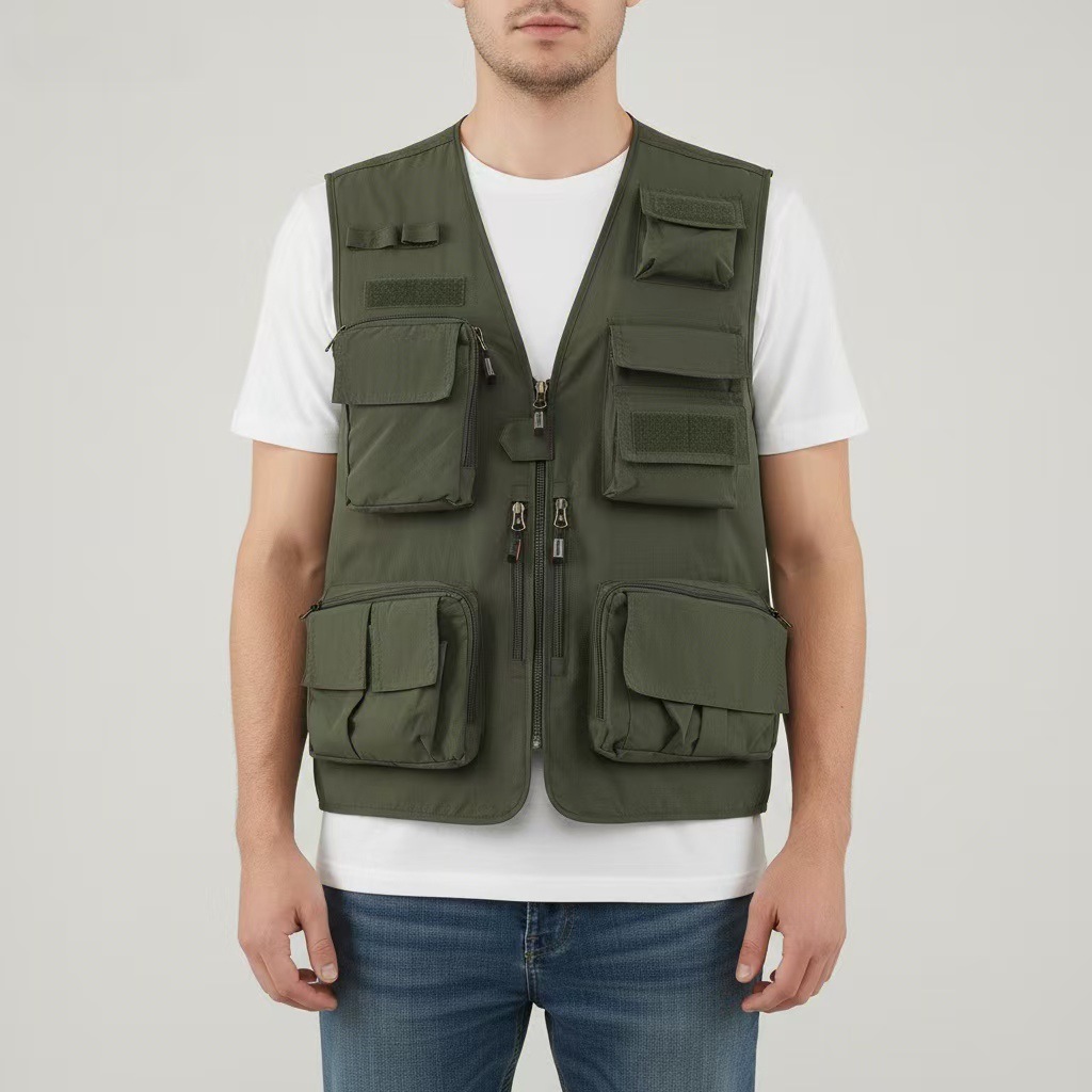 摄影马甲logo印字钓鱼马甲记者导演影视传媒工作服多口袋背心