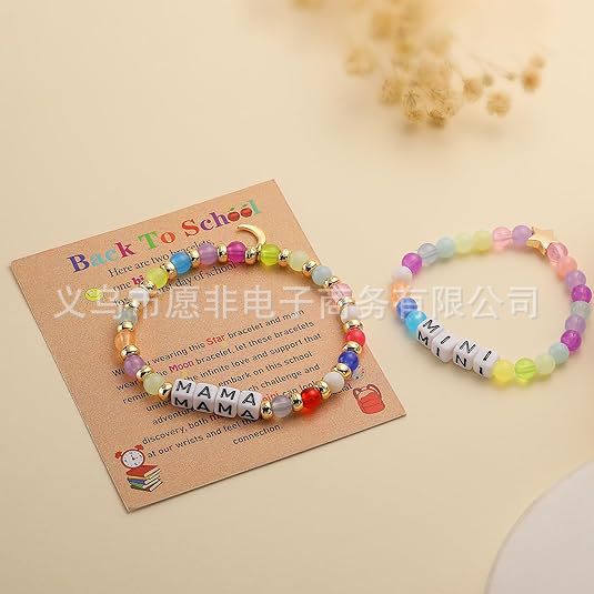 Cross-border Hot Selling Children Back to School First Day Wearing Bracelet Acrylic Beads Star Moon Bracelet Back to School Gift
