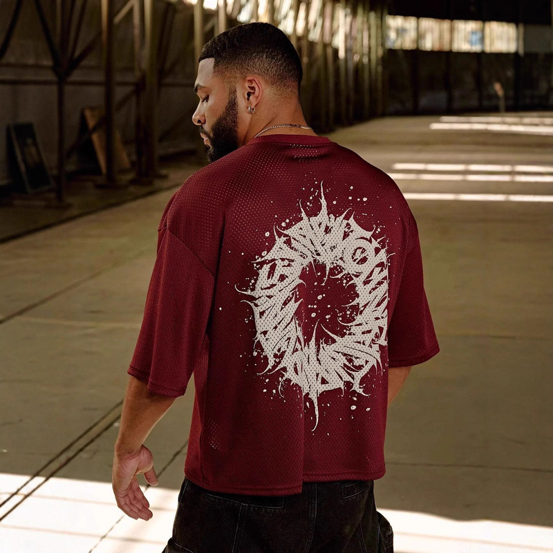 Youngla New Style T-Shirt for Men, Joggers, Muscle Sports, Fitness, Quick-Drying, Breathable, Printed, Casual, Trendy Short-Sleeved