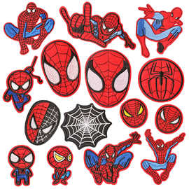 卡通动漫蜘蛛侠刺绣布贴童装装饰电脑绣花标补丁贴厂家直销背胶款