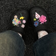 多巴胺洞洞鞋配饰串珠亮片花朵diy鞋花扣配件可拆卸装饰扣鞋卡扣