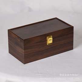 复古木质收纳盒翻盖式单支装白酒包装盒带内衬红酒礼品盒茶叶盒