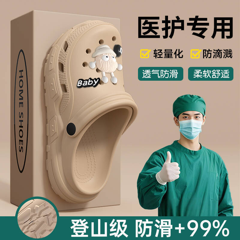 Professional Operating Room Nurse Clogs Men's 2025 New Summer Outer Wear Non-Slip and Odor-Proof Operating Room Toe-Toe Slippers