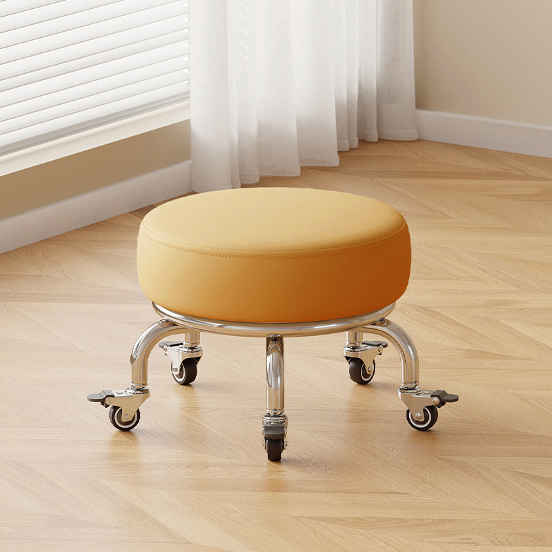 Polia doméstica taburete bajo rueda universal pequeño taburete silencioso rotativo taburete redondo móvil con artefacto moderno y simple