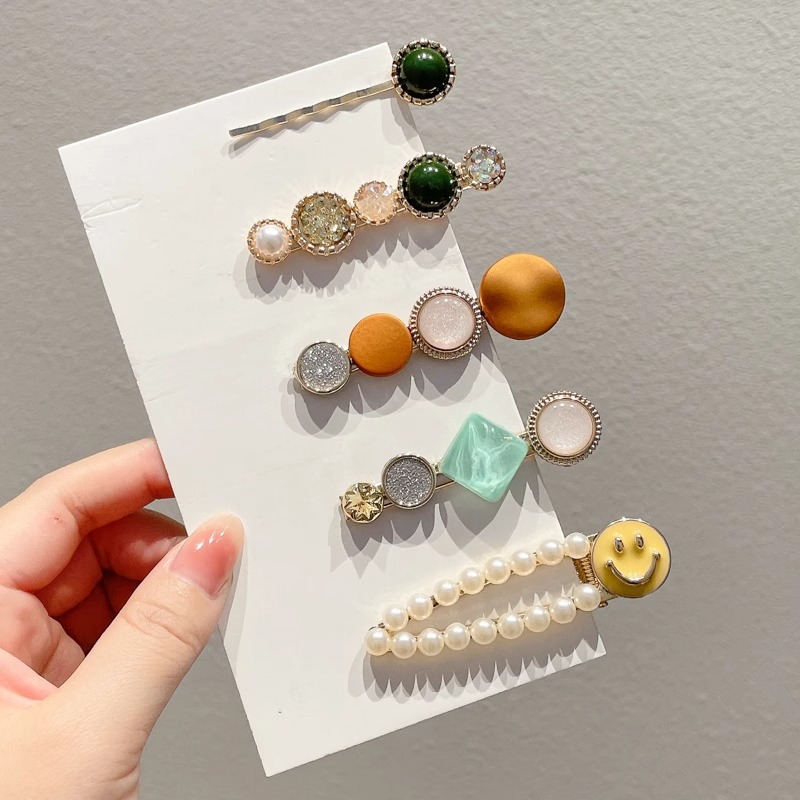 Horquilla de perlas, estilo ins, tocado coreano simple de nicho, clip de una palabra, clip lateral de flequillo simple, tocado